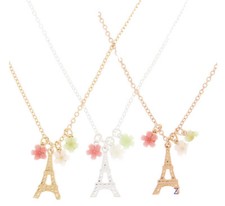 Claire  s Best Friends Floral Paris Pendant Necklaces 3-Pack New with Tags