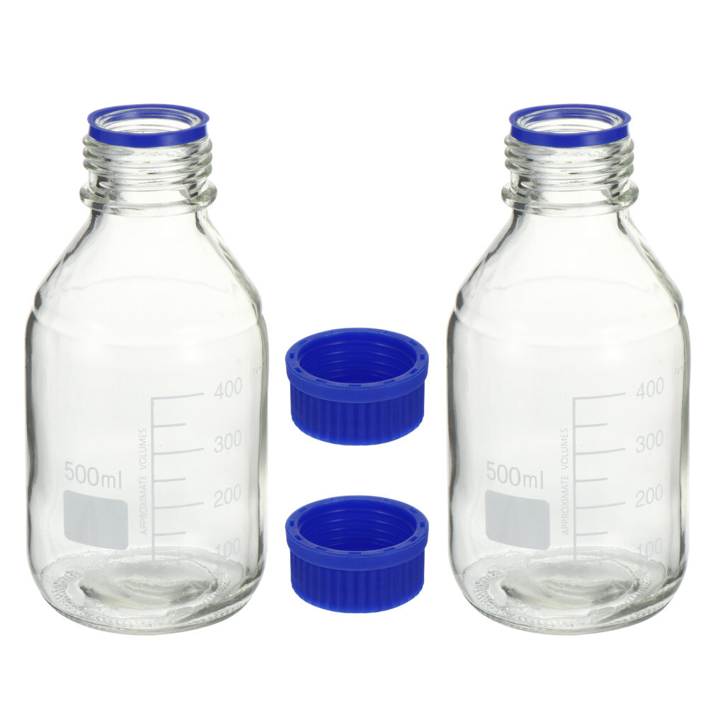 Clear Plastic Container 500ML x2 Leakproof Round Glass Sample