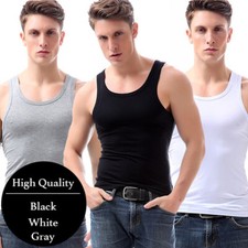 3-6 Mens 100 Cotton A-Shirt Tank Top Ribbed Undershirt Black White