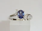 Ladies Sterling 925 Silver Tanzanite Solitaire and Natural Diamond Accents Ring