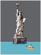 Wall Decor Poster.Fine Graphic Art Design.Ellis Island.New York.Room art.388