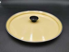 Vintage Yellow Enamelware Deep Inset 10" Skillet Pan Lid