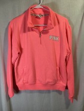 Victoria s Secret Pink 1/4 Zip Cotton Blend Long Sleeve Pink S Activewear Jacket