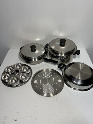 Amway Queen Cookware 13 Pc- Egg Cooker iCook Dome Lid Stock Pot Frying Pan Shred