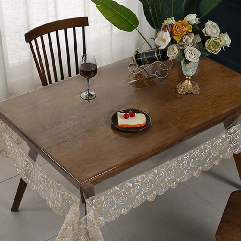 PVC Lace Splice Tablecloth Table Cover Decor Waterproof Oilproof Dining Home