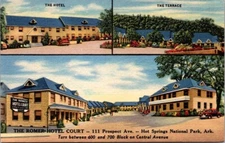 Postcard Romer Hotel Court, Hot Springs, AR, Linen, Unposted, 111 Prospect  Ave