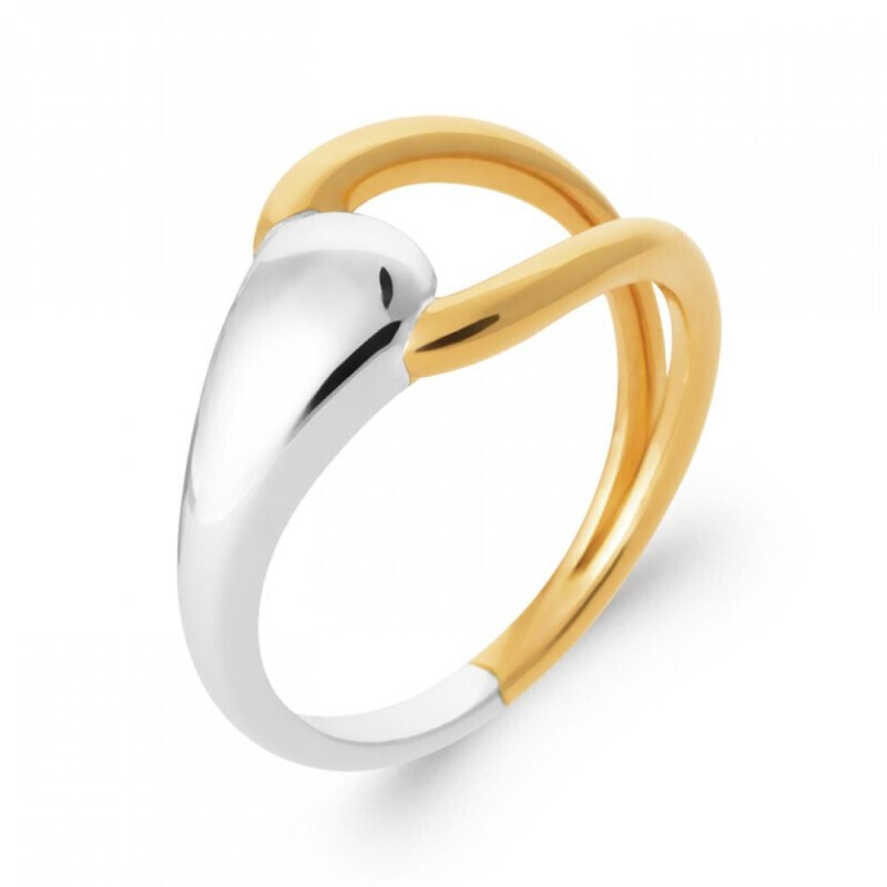 Bague enlacée bicolore t56 en plaqué or 18 carats 750/000 poinçonné - Bijou anneau croisé