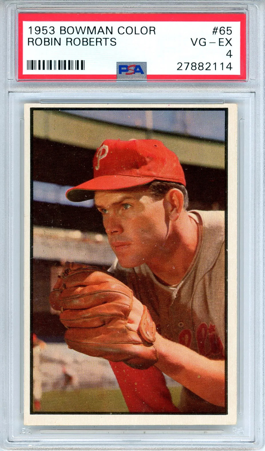 1953 Bowman Color Robin Roberts #65 PSA 4 Philadelphia Phillies GREAT COLOR!