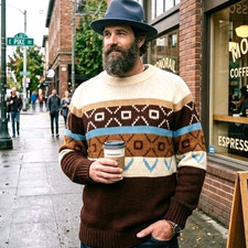 Vintage Grandpa Cowichan Cabin Cozy Blue Heritage Gorpcore Men S Sweater L XL