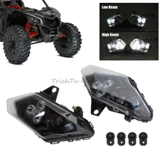 LED White Headlight High/Low Beam Fit For Can Am Maverick X3 XDS XRS Max Turbo R