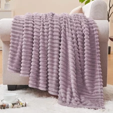 BEDELITE Fleece Throw Blanket for Couch – 3D Ribbed Jacquard Soft and Warm De...