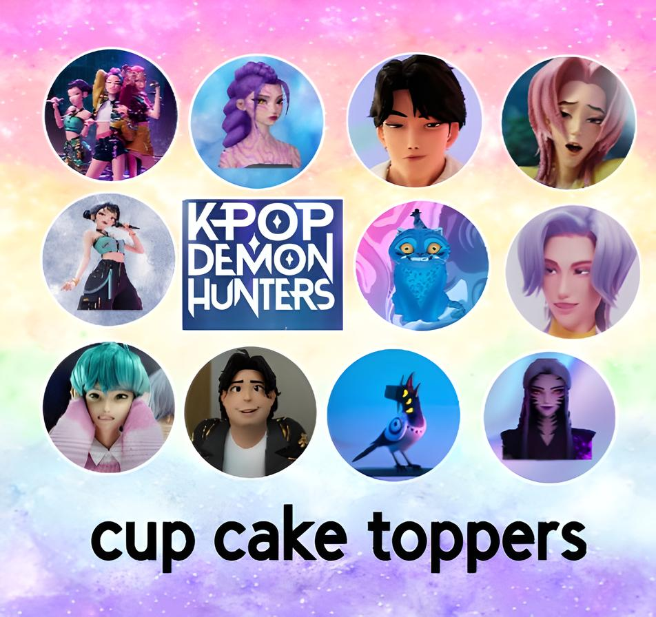 K-P0P D-em0n Figures, Pack Of 12 K-P0P De-m0n Figures Toy, Hun-ters Cupcake Toppers, Demon Hun-ter Figure Set, Cartoon Cake Toppers, Collection Values Figure Set For Cupcakes, Muffins, Cakes