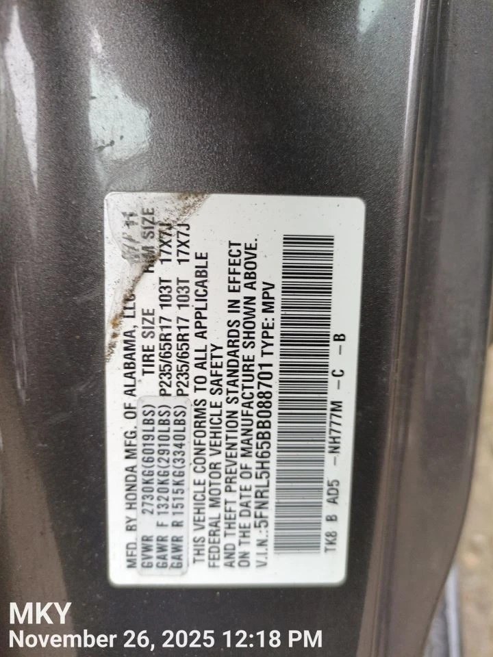 GLOVE BOX 2011 HONDA ODYSSEY Foto 4 de 4