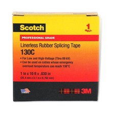 3M Scotch Linerless Rubber Splicing Tape 130C : 1 in. x 10 ft. Black 