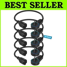 Black Flat Plug Extension Cord, 0.5ft, 5-Pack, Rotating Plug