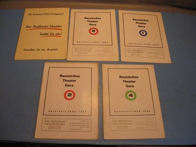 5 Hefte Spielzeit 1932/33 des Reussischen Theater Gera,Gotha,Thüringen,Reuss