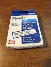 Brother Genuine TZe231 1/2 Black Print on White Label Tape 0.47inx26.2ft 12mmx8m