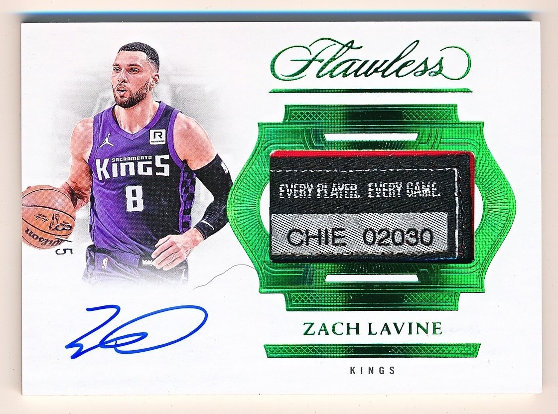 2024-25 Flawless Zach LaVine Horizontal Emerald Tag Patch Auto #HPA-ZLB (3/5) view 1