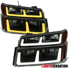 Fits 2004-2012 Chevy Colorado GMC Canyon Smoke Headlights Switchback LED Signal