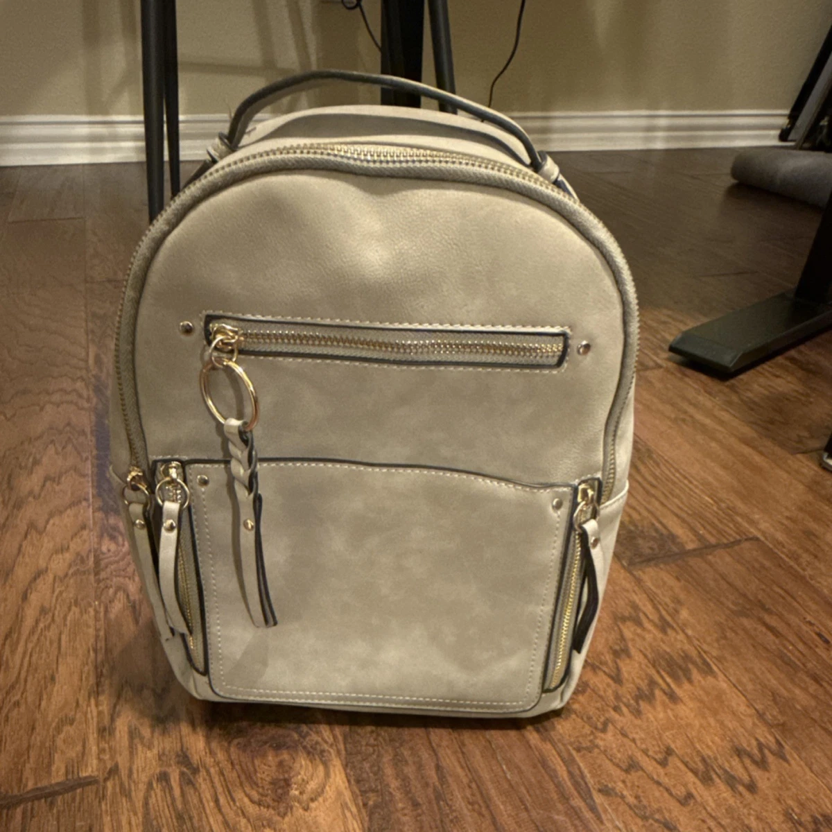 Grey Backpack Purse with Beautiful Design/Excellent Condition Faux Leather Faux Leather Exterior Backpack Extra Large Bags & Handbags  main image 4