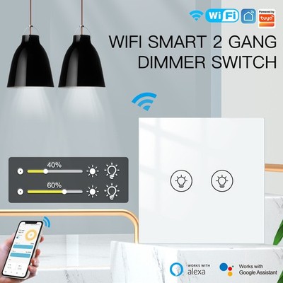 1/2/3 Gang Smart Life WiFi Dimmer Schalter Glas Touch Lichtschalter fr Alexa