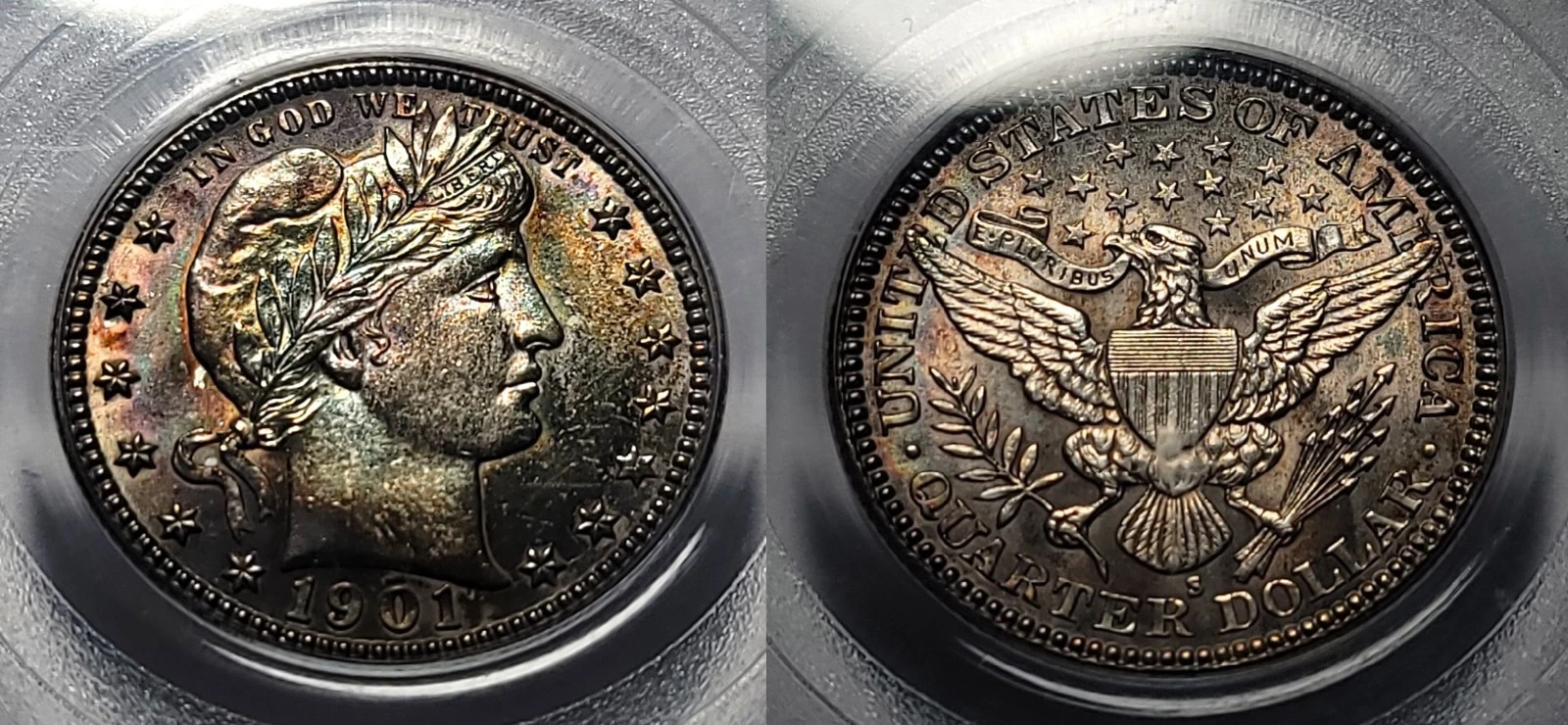 1901 S Barber Quarter 25c PCGS MS 63 Great Color-KEY!!