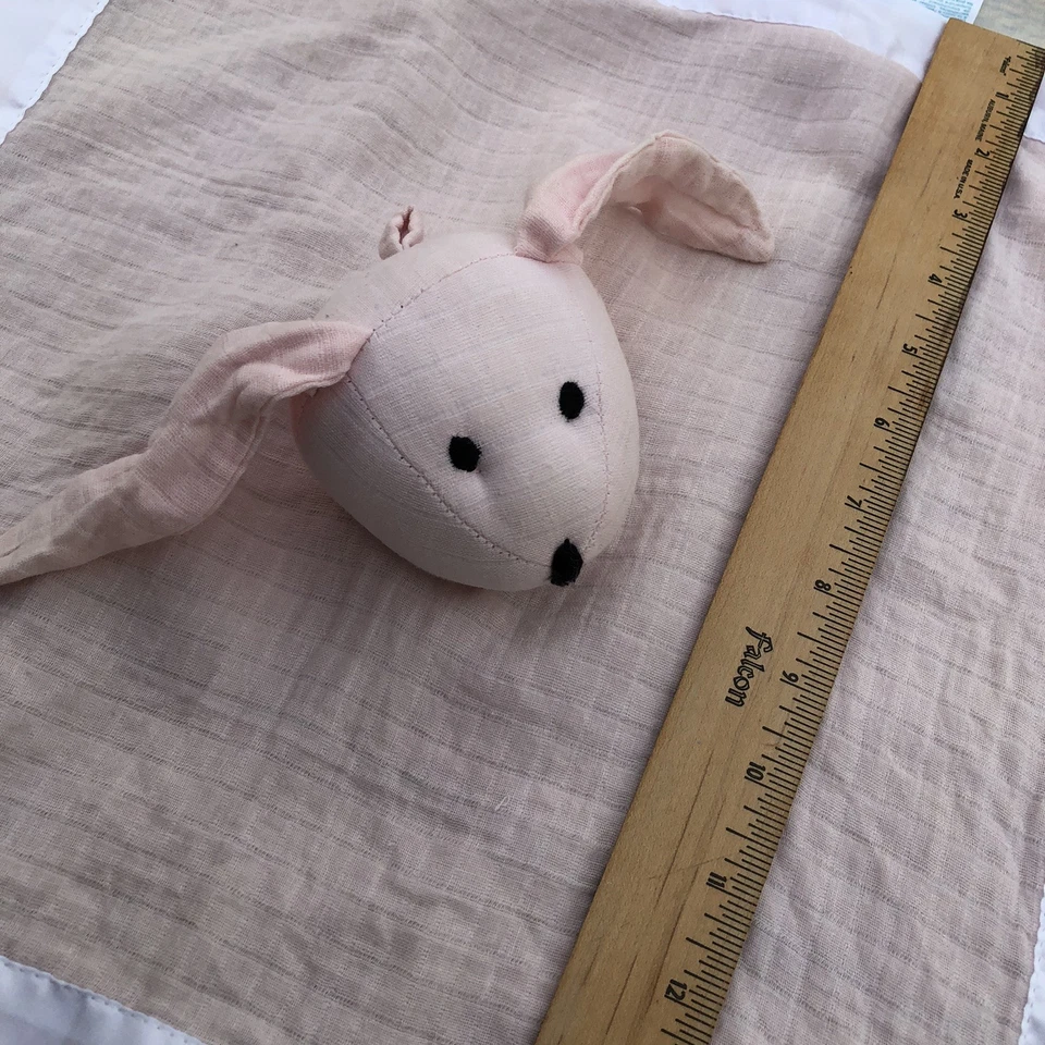 Manta de seguridad Aden + Anais Pink Bunny Baby Lovey Musy Mate muselina satinada Foto 3 de 4