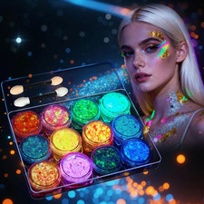 Face Glitter 12 Colour Glitter Set for Face and Body Waterproof Festival Makeup 