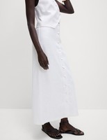 Marks & Spencer Womens Linen Midi Pencil Skirt in Soft White - M&S