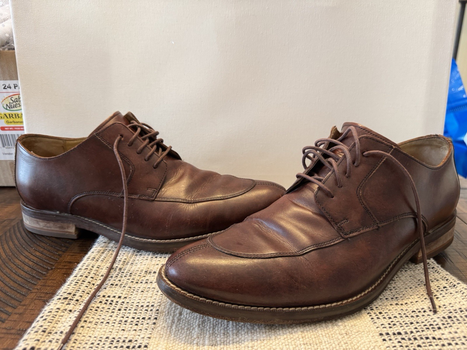 SAOLA Scarpe eleganti Cole Haan Lenox Hill Oxford uomo 8M pelle marrone punta spaccata C11629