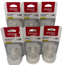 6x Playtex NaturalLatch Comfort Silicone Bottle Nipples 6M FastFlow 12 Total