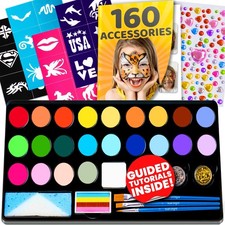 Blue 28 Color Face Paint Kit  160pc accessories, 28