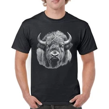 Bison Portrait T-shirt American Buffalo Western Wildlife Nature Men's Tee