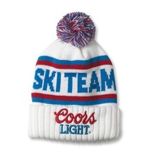 Unisex Coors Light Beer Ski Team Pillow Line Beanie Pom Cap (23012A-CRSLT