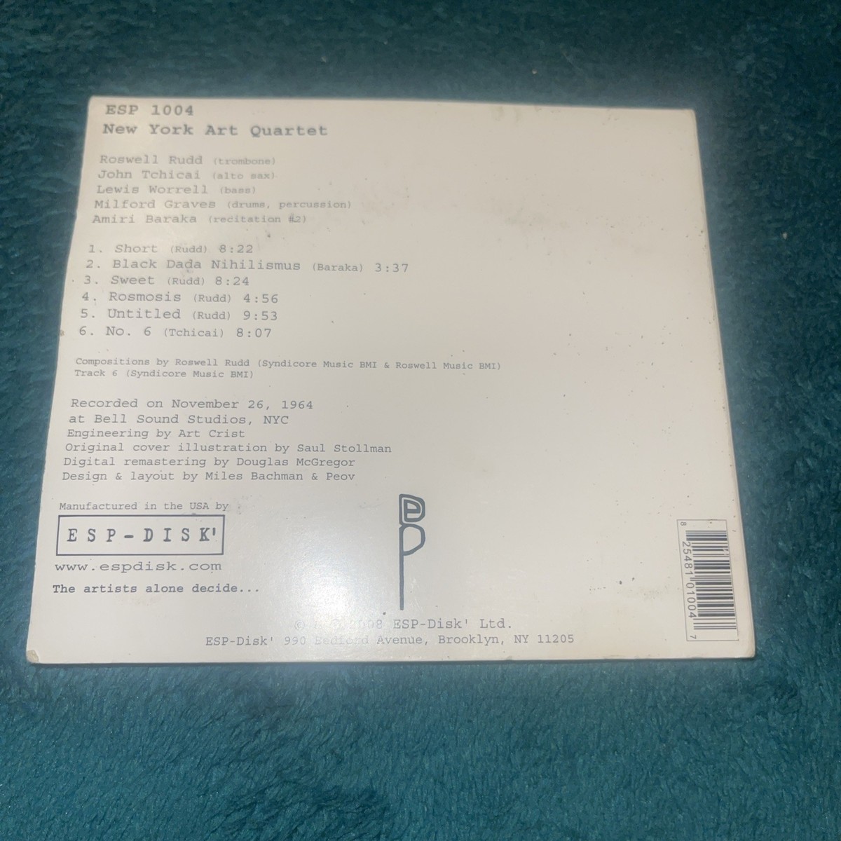 New York Art Quartet by New York Art Quartet (CD, 2008) for