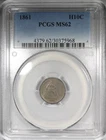 1861 Seated Liberty Half Dime PCGS MS62 Uncirculated Civil War Coin