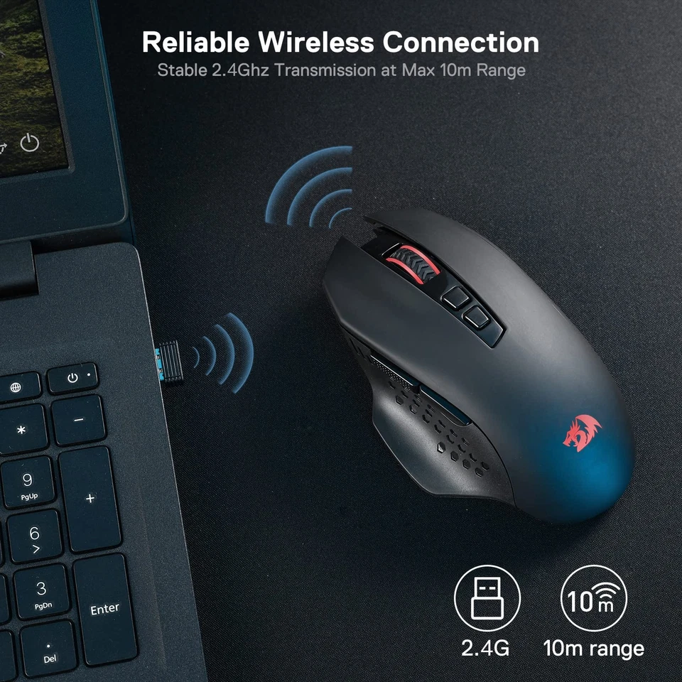 M656 Gainer Wireless Gaming Mouse, 4000 DPI 2.4Ghz Wireless Mouse w/ 5 DPI Le... - Image 4 of 4