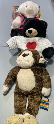 Build A Bear Plush And Clothes Lot Two Bears, One Monkey