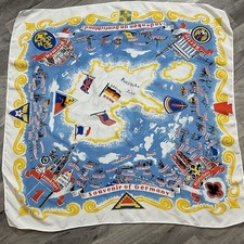 Vintage West Germany Souvenir Scarf From The Cold War Era Map Of Cities 30  X 29