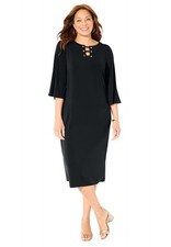 Catherines Women's Plus Size Bell-Sleeve Lace-Up Shift Dress