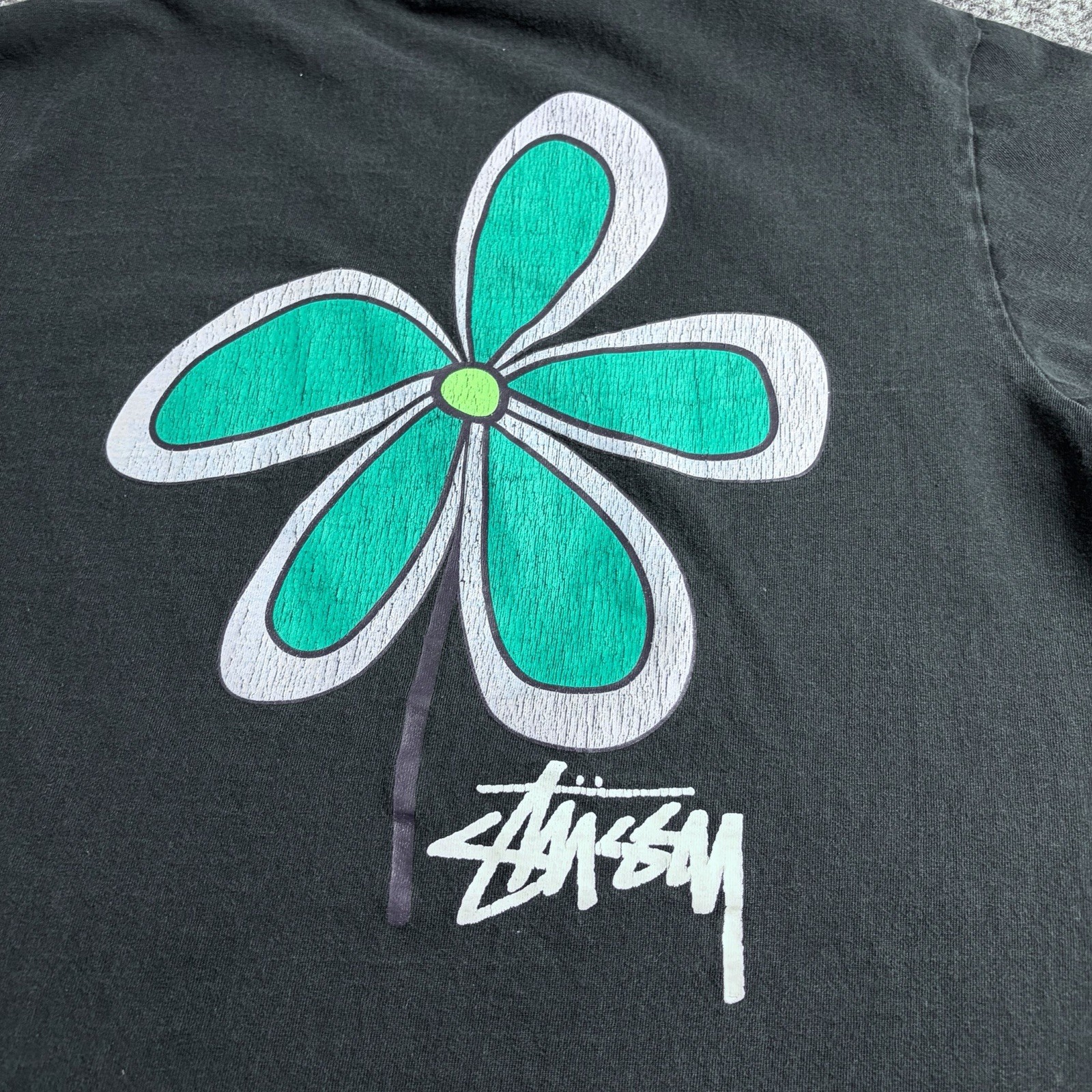 Stussy Flower Black T-Shirt Size Small  thumbnail 4