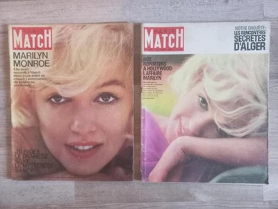 Lot de 2 Paris Match Marilyn Monroe n° 689 - 697 de Juin & Août 1962 + 1 pin's - Photo 1/4