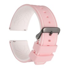 Silicone Watch Bands 26mm Soft Watch Bands with Black Buckle, Pink White