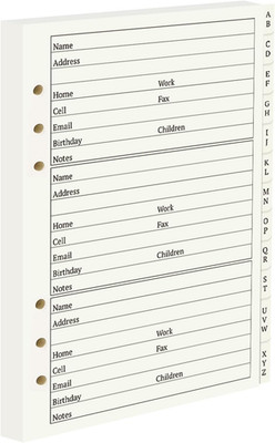 Address Book Refill Pages with Alphabetical Tabs, Large Print 600 Contacts Re...