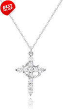 14K Gold Plated Crown Cross Necklace for Women Non-Tarnish Faith Pendant - US