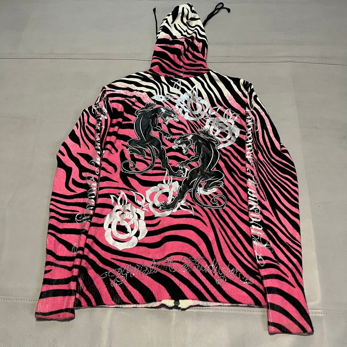 VTG Y2K Christian Audigier Zebra Rhinestone Juicy Track
