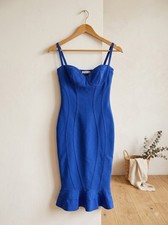BOOHOO Purple Petite Bandage Midi Dress Size 10 NWT Frill Fishtail Bodycon Party
