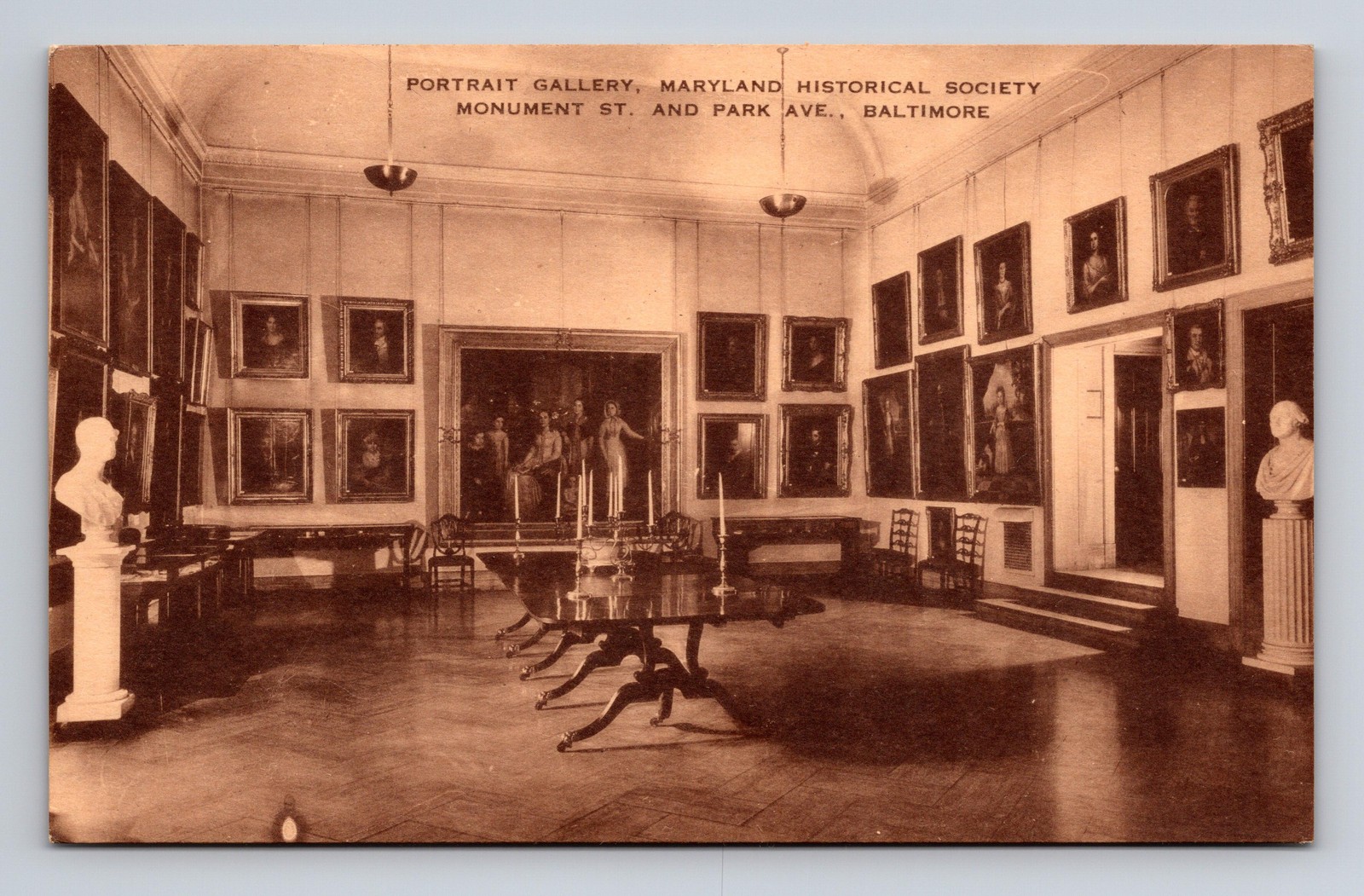 Postcard Baltimore MD Maryland Historical Society Portrait Gallery Interior