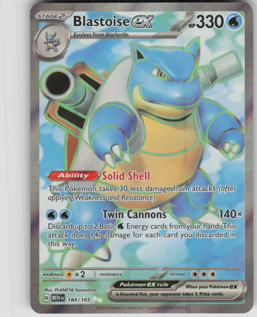Pokemon Blastoise ex 184/165 SV: Scarlet & Violet 151 Ultra Rare NM