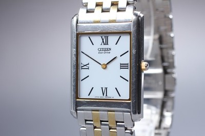 Near Mint Citizen Stiletto Eco-Drive 27mm G820-T001670 White Roman Tank Herren